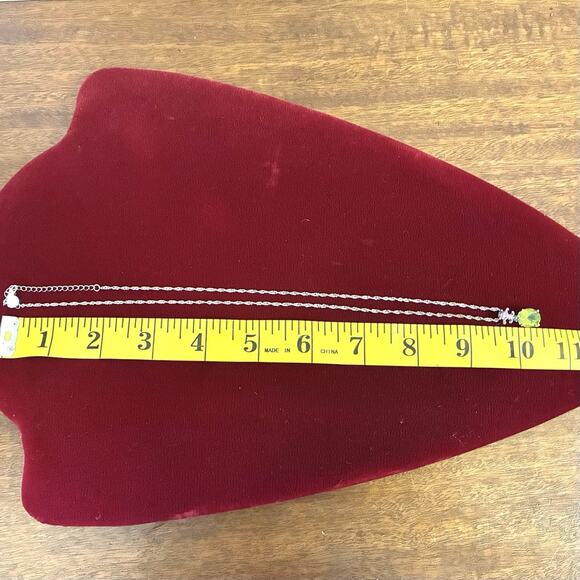 Sterling Silver Designer DK Green Peridot Stone W/ Chain - Picture 3 of 6